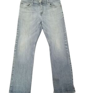 Wrangler straight fit flex mens 34/30 faded blue jeans